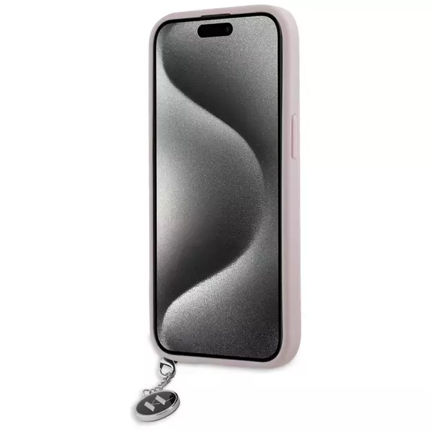 Karl Lagerfeld Saffiano Rhinestones &amp  Charm case for iPhone 15 / 14 / 13 - pink 11
