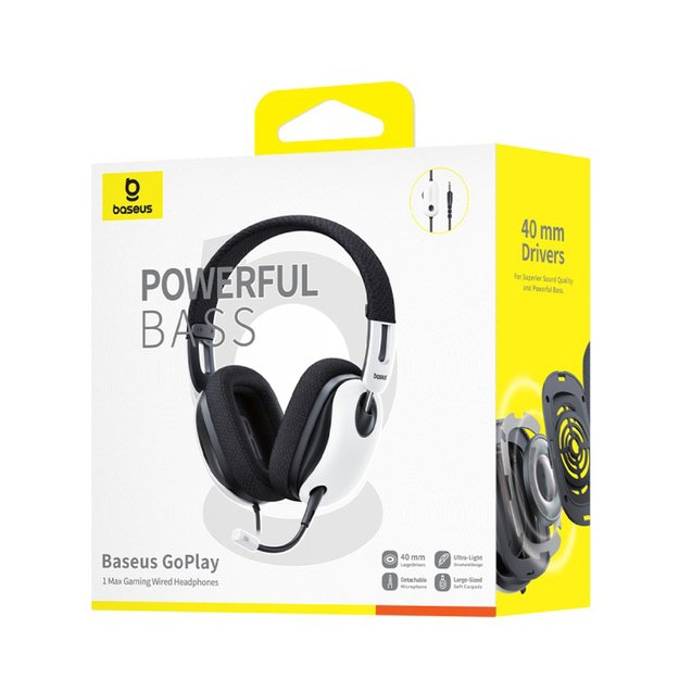 Baseus GoPlay 1 Max Gaming Wired Over-Ear Gaming Headphones - White and Black 5