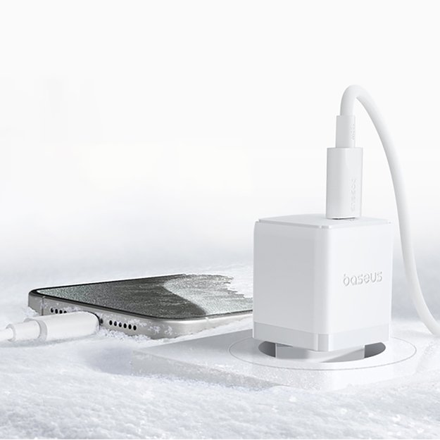 Baseus Palm 1C 20W Wall Charger (with Baseus Mini White USB-C 60W (20V/3A) 1m Cable) - White 12