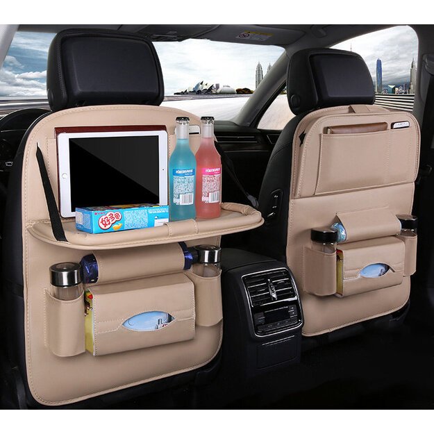 Car organizer for the seat foldable shelf mini car table beige 1