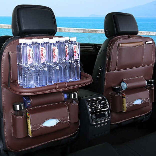 Car organizer for the seat foldable shelf mini car table beige 4
