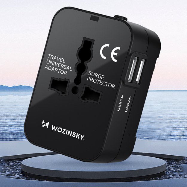 Wozinsky WUTWC travel adapter universal 24W EU / US / AUS / UK / 2x USB-A - black 9