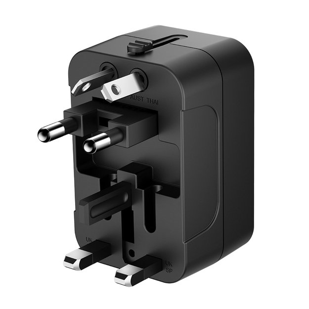 Wozinsky WUTWC travel adapter universal 24W EU / US / AUS / UK / 2x USB-A - black 1