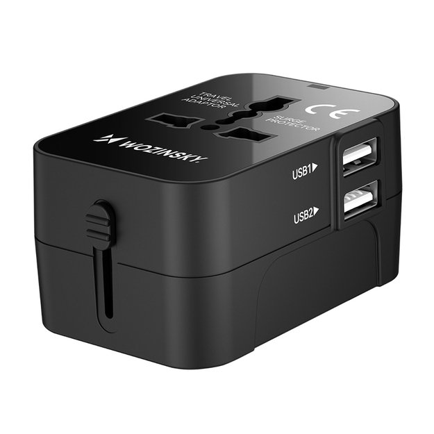 Wozinsky WUTWC travel adapter universal 24W EU / US / AUS / UK / 2x USB-A - black 2