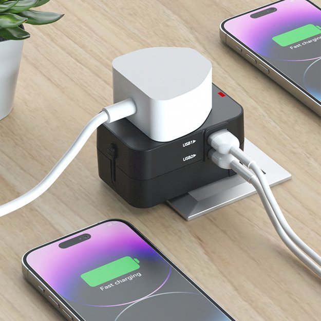 Wozinsky WUTWC travel adapter universal 24W EU / US / AUS / UK / 2x USB-A - black 12