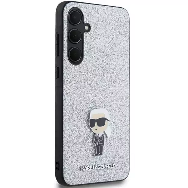 Karl Lagerfeld Fixed Glitter Ikonik Logo Metal Pin case for Samsung Galaxy A35 - silver 10