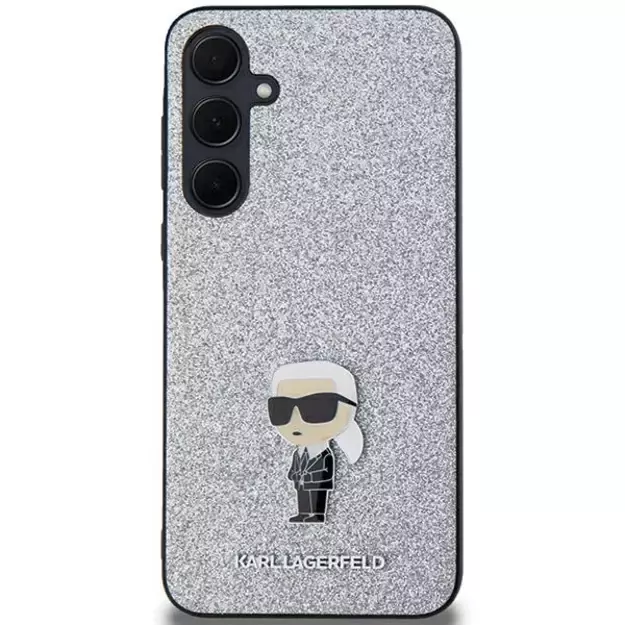 Karl Lagerfeld Fixed Glitter Ikonik Logo Metal Pin case for Samsung Galaxy A35 - silver 9