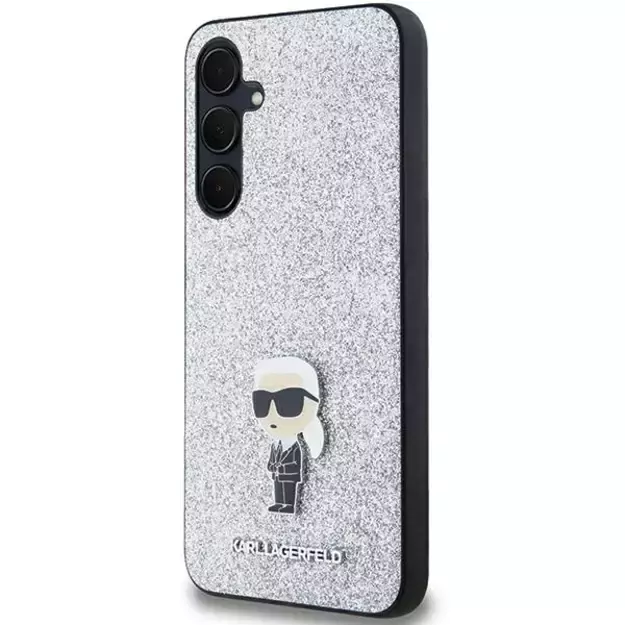Karl Lagerfeld Fixed Glitter Ikonik Logo Metal Pin case for Samsung Galaxy A35 - silver 8