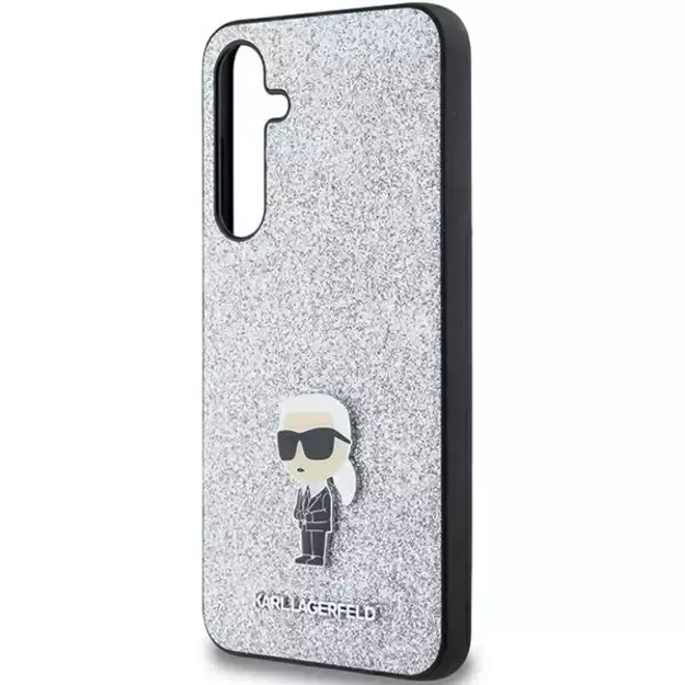 Karl Lagerfeld Fixed Glitter Ikonik Logo Metal Pin case for Samsung Galaxy A35 - silver 12