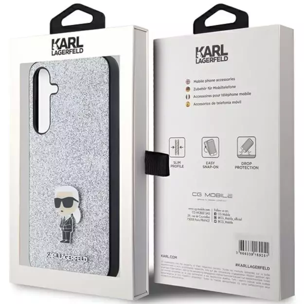 Karl Lagerfeld Fixed Glitter Ikonik Logo Metal Pin case for Samsung Galaxy A35 - silver 14