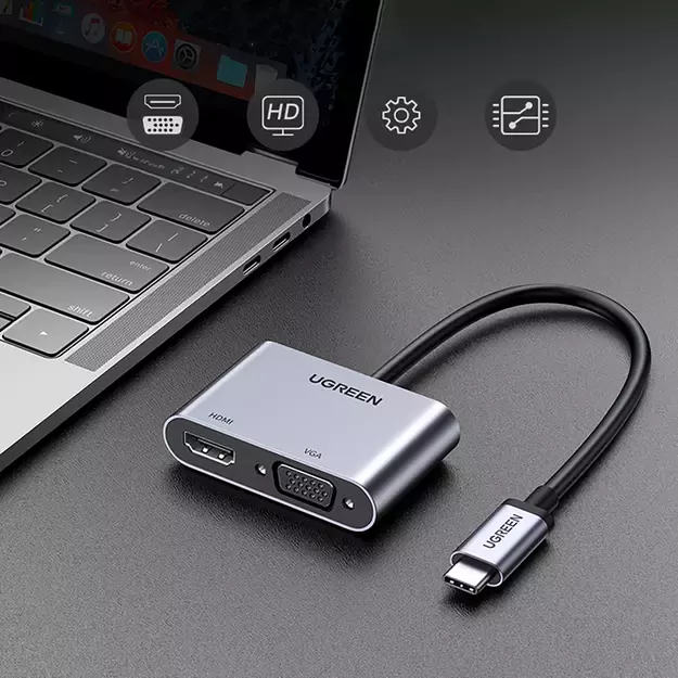 Ugreen CM162 50505 USB-C - HDMI / VGA / USB-A 3.0 / USB-C PD Adapter - Gray 3