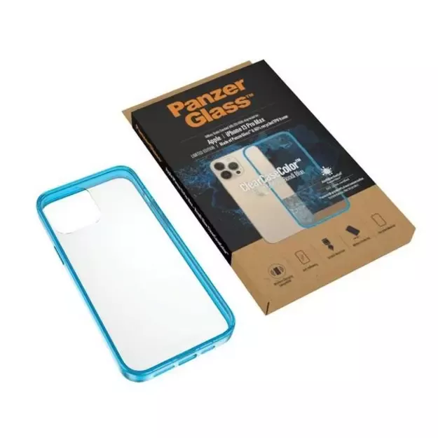 PanzerGlass ClearCase Antibacterial Military Grade Certified Case for iPhone 13 Pro Max - Transparent Blue 4