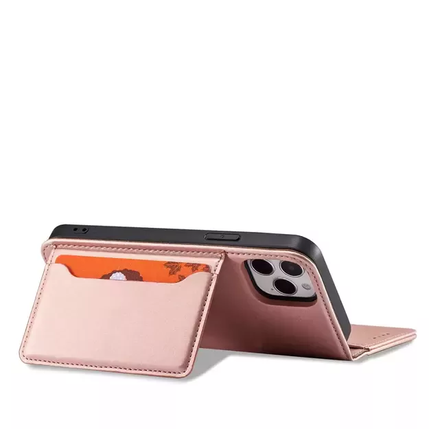 Magnet Card Case for iPhone 12 Pro Pouch Card Wallet Card Stand Pink 10