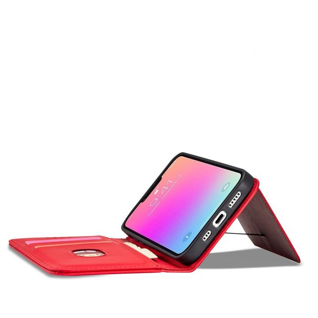 Magnet Card Case for iPhone 13 Pro Pouch Card Wallet Card Holder Red 9