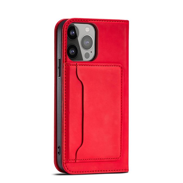 Magnet Card Case for iPhone 13 Pro Pouch Card Wallet Card Holder Red 4