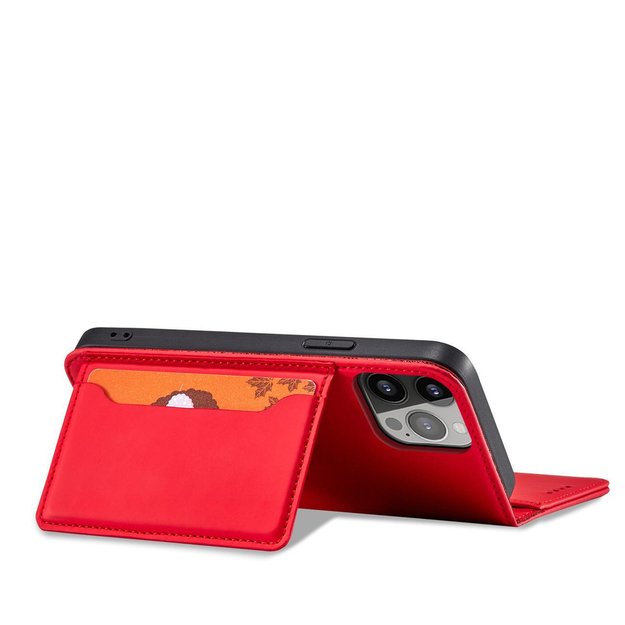 Magnet Card Case for iPhone 13 Pro Pouch Card Wallet Card Holder Red 3