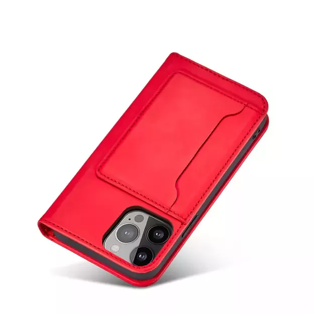 Magnet Card Case for iPhone 13 Pro Pouch Card Wallet Card Holder Red 19