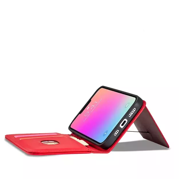 Magnet Card Case for iPhone 13 Pro Pouch Card Wallet Card Holder Red 21