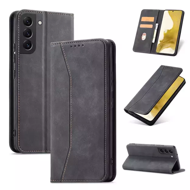 Magnet Fancy Case Case for Samsung Galaxy S22 + (S22 Plus) Pouch Wallet Card Holder Black 21