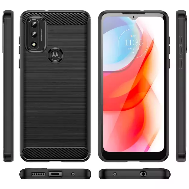 Carbon Case Flexible Cover Sleeve Motorola Moto G Play 2022 black 6