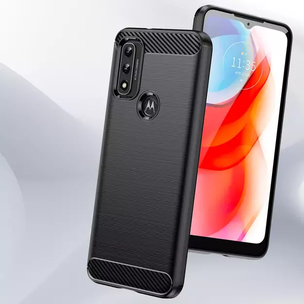 Carbon Case Flexible Cover Sleeve Motorola Moto G Play 2022 black 7