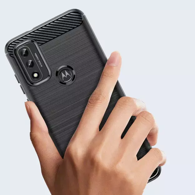 Carbon Case Flexible Cover Sleeve Motorola Moto G Play 2022 black 1