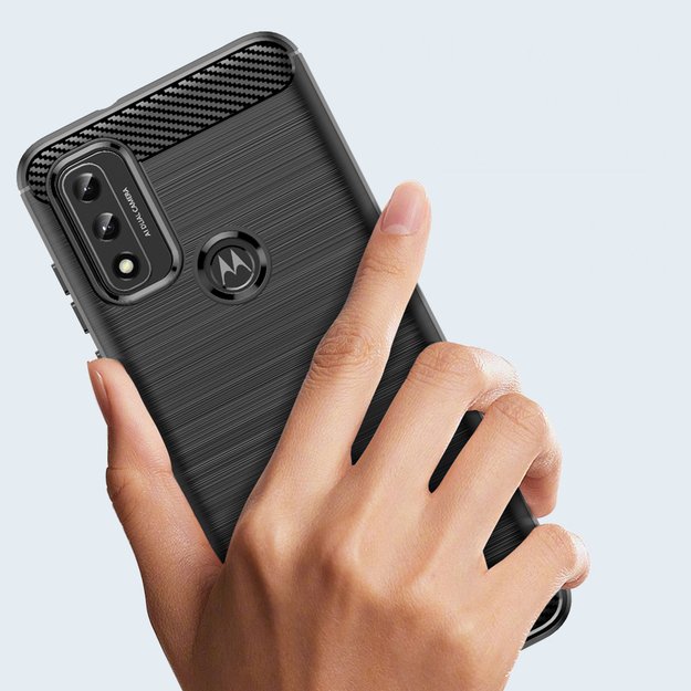 Carbon Case Flexible Cover Sleeve Motorola Moto G Play 2022 black 8