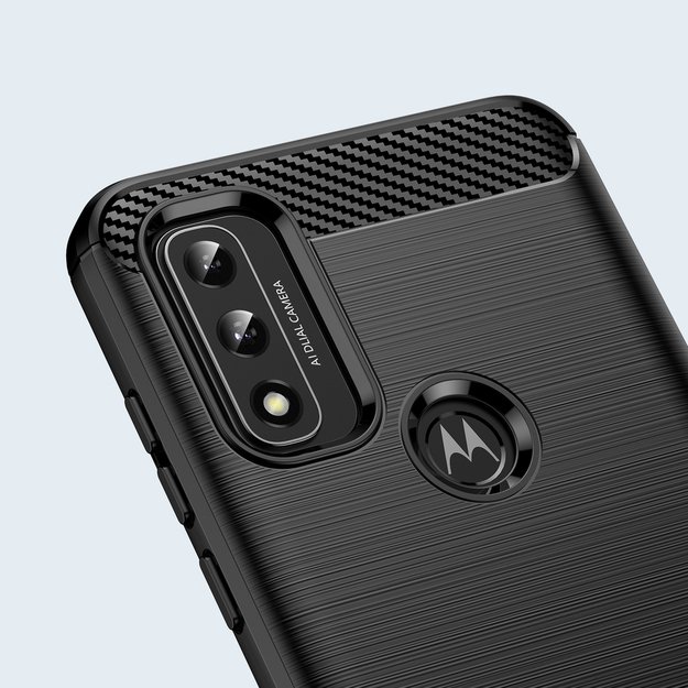 Carbon Case Flexible Cover Sleeve Motorola Moto G Play 2022 black 12
