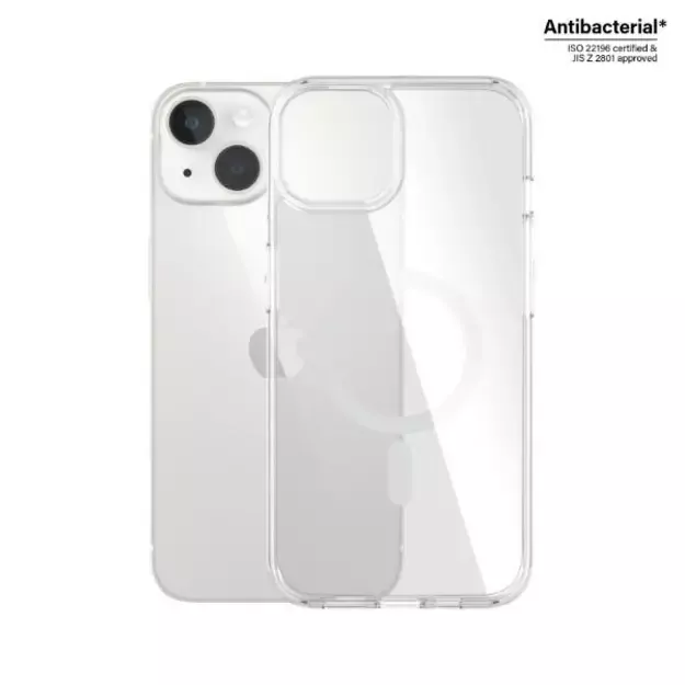 PanzerGlass HardCase with MagSafe Antibacterial Military Grade Certified Case for iPhone 14/15/13 - Transparent 3