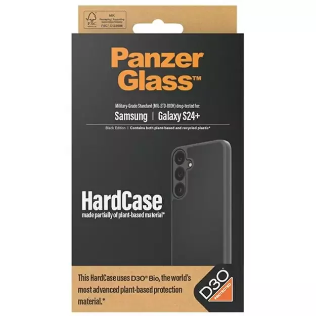 PanzerGlass HardCase with D3O® Bio and Military Grade certification for Samsung Galaxy S24+ - transparent and black 3