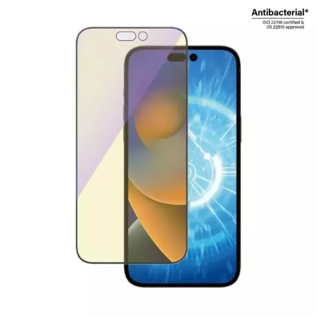 PanzerGlass Ultra-Wide Fit Antibacterial Tempered Glass with Blue Light Filter and Positioner for iPhone 14 Pro Max 2