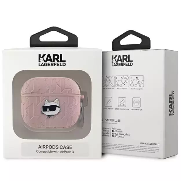 Karl Lagerfeld Monogram Choupette Head case for AirPods 3 - pink 4