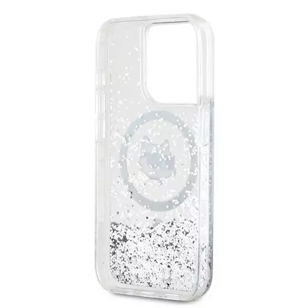 Karl Lagerfeld Liquid Glitter Choupette Head MagSafe case for iPhone 15 Pro Max - transparent 13