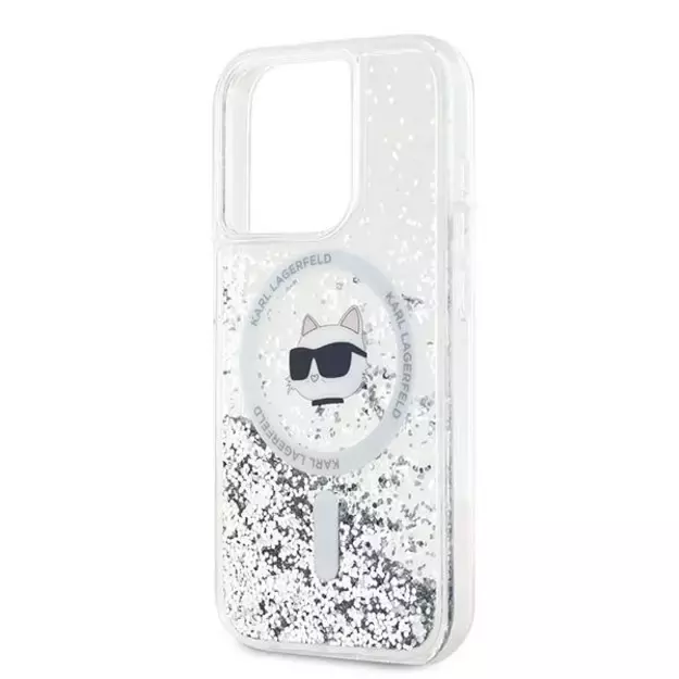 Karl Lagerfeld Liquid Glitter Choupette Head MagSafe case for iPhone 15 Pro Max - transparent 12