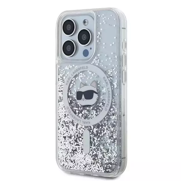 Karl Lagerfeld Liquid Glitter Choupette Head MagSafe case for iPhone 15 Pro Max - transparent 8