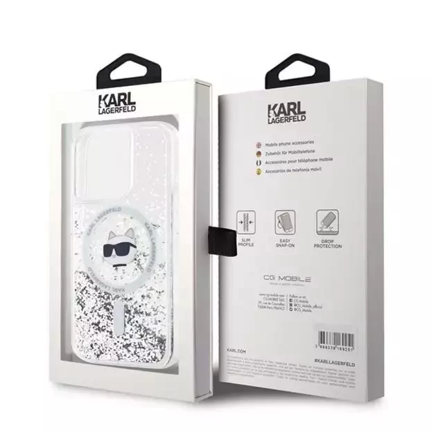 Karl Lagerfeld Liquid Glitter Choupette Head MagSafe case for iPhone 15 Pro Max - transparent 14