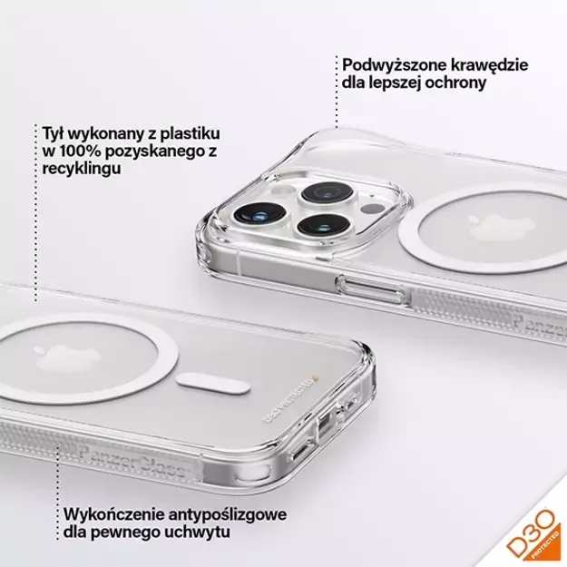 PanzerGlass HardCase with MagSafe with D3O and Military Grade Certified for iPhone 15 Pro - Transparent 14
