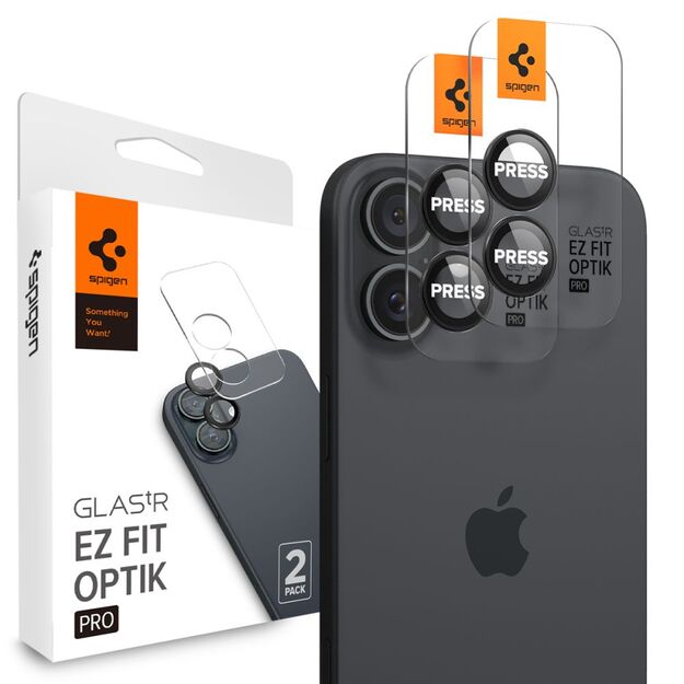 Spigen Glass tR EZ Fit Optik Pro Tempered Glass for iPhone 16 / 16 Plus / 17 Camera (2 pcs.) - Black