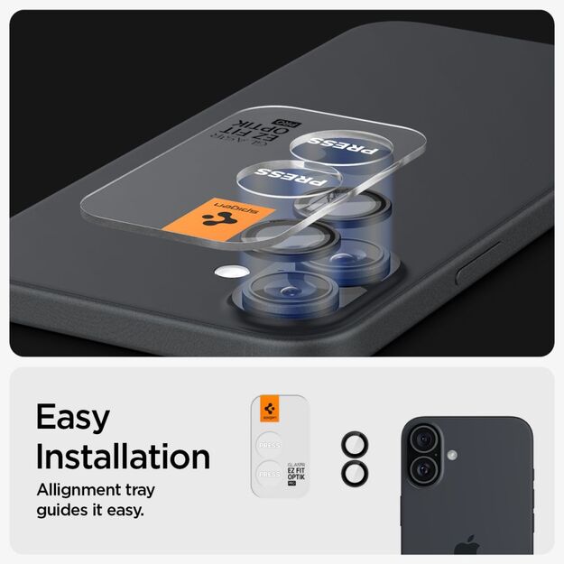 Spigen Glass tR EZ Fit Optik Pro Tempered Glass for iPhone 16 / 16 Plus / 17 Camera (2 pcs.) - Black 6