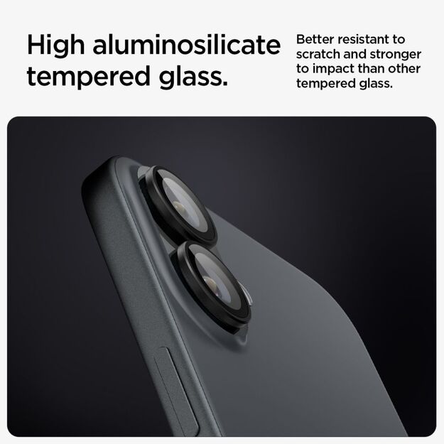 Spigen Glass tR EZ Fit Optik Pro Tempered Glass for iPhone 16 / 16 Plus / 17 Camera (2 pcs.) - Black 5
