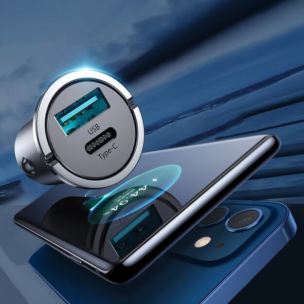 Joyroom fast car charger USB Type C / USB 45 W 5 A Power Delivery Quick Charge 3.0 AFC SCP gray (C-A35) 10