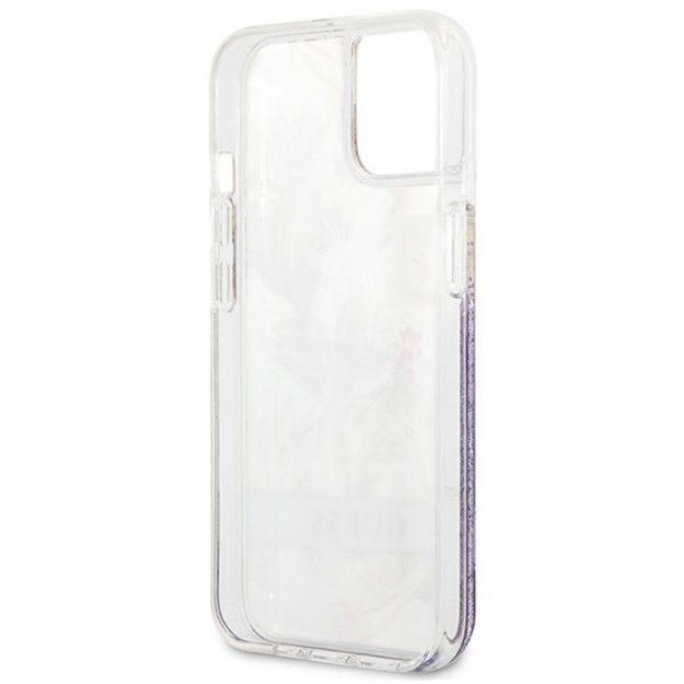 Guess GUHCP13SLFLSU iPhone 13 mini 5.4&quot  purple/purple hardcase Flower Liquid Glitter 6