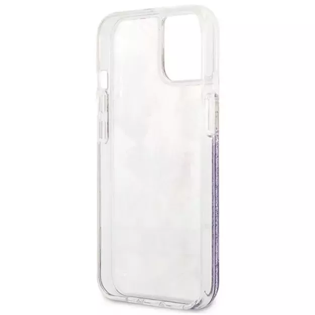 Guess GUHCP13SLFLSU iPhone 13 mini 5.4&quot  purple/purple hardcase Flower Liquid Glitter 13