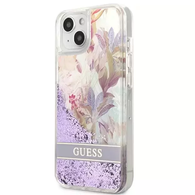 Guess GUHCP13SLFLSU iPhone 13 mini 5.4&quot  purple/purple hardcase Flower Liquid Glitter 8