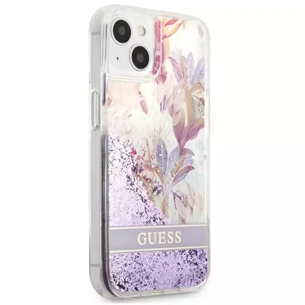 Guess GUHCP13SLFLSU iPhone 13 mini 5.4&quot  purple/purple hardcase Flower Liquid Glitter 10