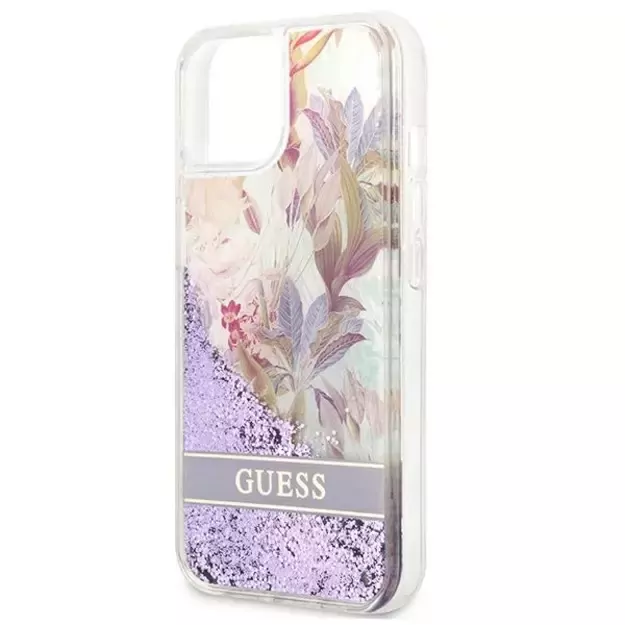 Guess GUHCP13SLFLSU iPhone 13 mini 5.4&quot  purple/purple hardcase Flower Liquid Glitter 12