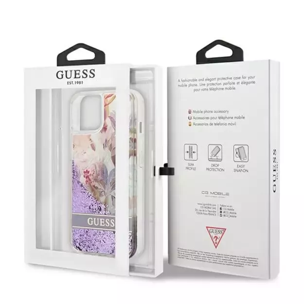 Guess GUHCP13SLFLSU iPhone 13 mini 5.4&quot  purple/purple hardcase Flower Liquid Glitter 14