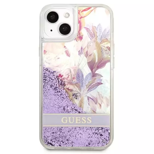 Guess GUHCP13SLFLSU iPhone 13 mini 5.4&quot  purple/purple hardcase Flower Liquid Glitter 9