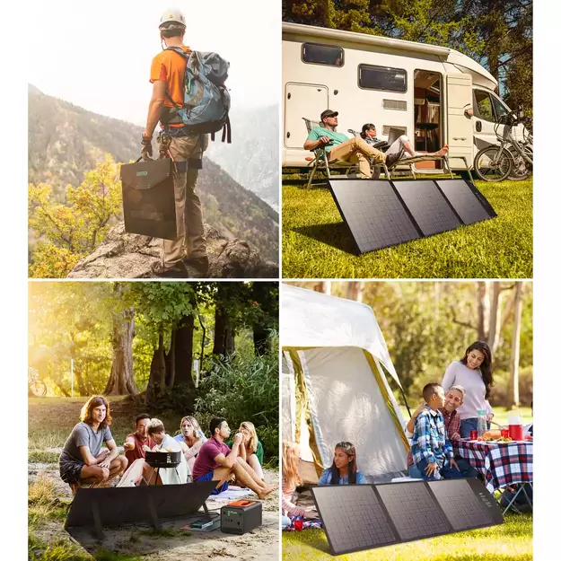 Choetech SC008 solar foldable charger 120W DC / USB-C / 2x USB-A - black 17