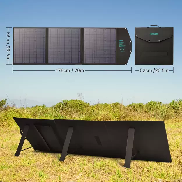 Choetech SC008 solar foldable charger 120W DC / USB-C / 2x USB-A - black 11